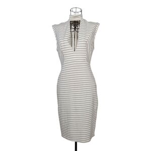Elegant White Striped Bodycon Dress
